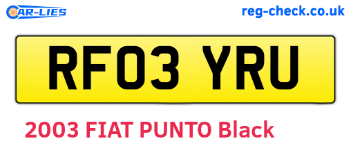 RF03YRU are the vehicle registration plates.