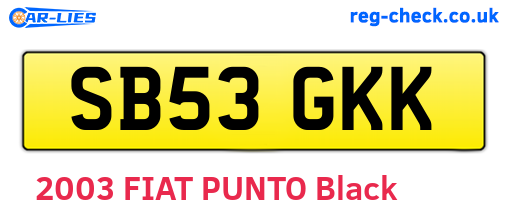 SB53GKK are the vehicle registration plates.