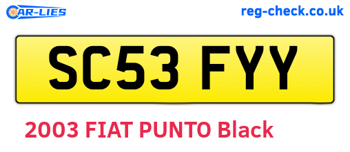 SC53FYY are the vehicle registration plates.