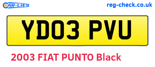 YD03PVU are the vehicle registration plates.