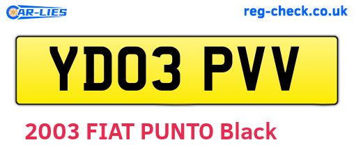 YD03PVV are the vehicle registration plates.
