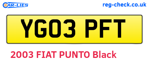 YG03PFT are the vehicle registration plates.