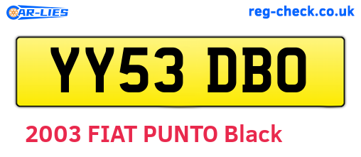 YY53DBO are the vehicle registration plates.