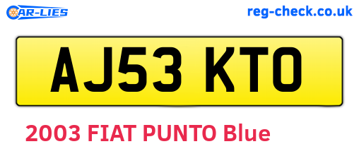 AJ53KTO are the vehicle registration plates.