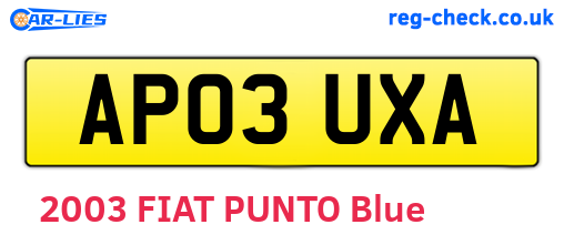 AP03UXA are the vehicle registration plates.
