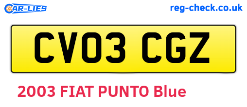 CV03CGZ are the vehicle registration plates.