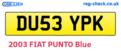 DU53YPK are the vehicle registration plates.
