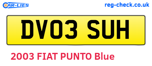DV03SUH are the vehicle registration plates.