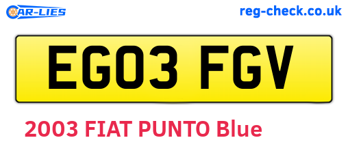 EG03FGV are the vehicle registration plates.