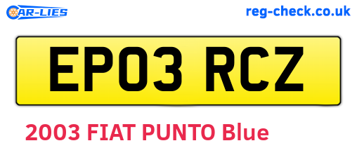 EP03RCZ are the vehicle registration plates.