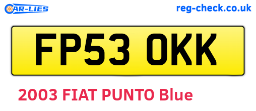FP53OKK are the vehicle registration plates.