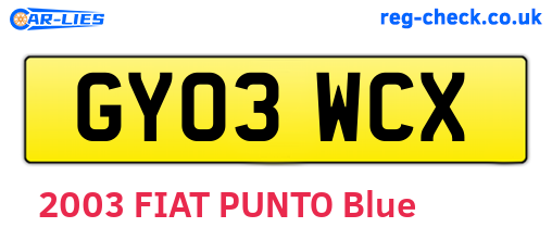 GY03WCX are the vehicle registration plates.