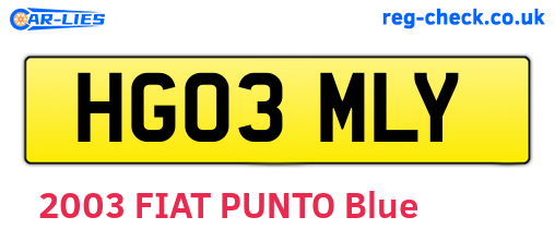 HG03MLY are the vehicle registration plates.