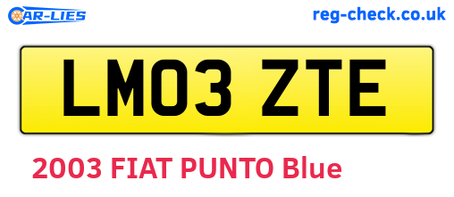 LM03ZTE are the vehicle registration plates.