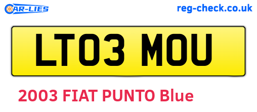 LT03MOU are the vehicle registration plates.