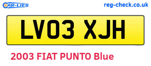 LV03XJH are the vehicle registration plates.