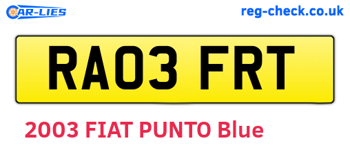 RA03FRT are the vehicle registration plates.