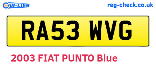 RA53WVG are the vehicle registration plates.