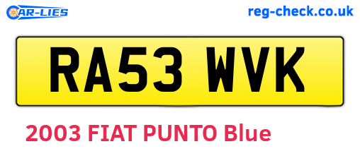 RA53WVK are the vehicle registration plates.