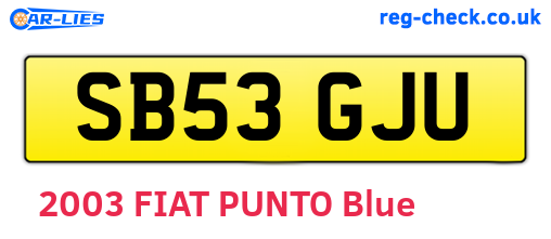 SB53GJU are the vehicle registration plates.
