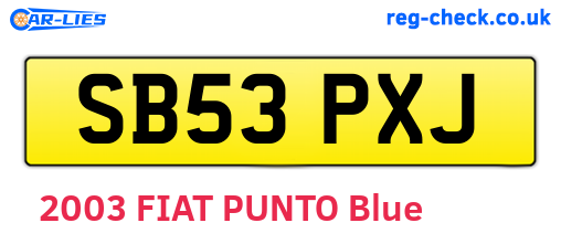 SB53PXJ are the vehicle registration plates.