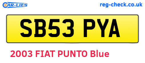 SB53PYA are the vehicle registration plates.