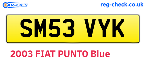SM53VYK are the vehicle registration plates.