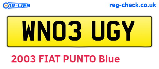 WN03UGY are the vehicle registration plates.