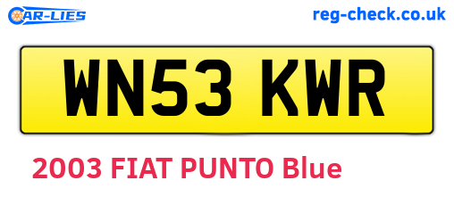 WN53KWR are the vehicle registration plates.