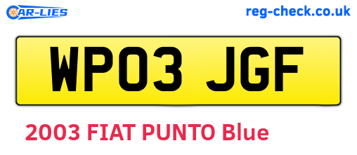 WP03JGF are the vehicle registration plates.