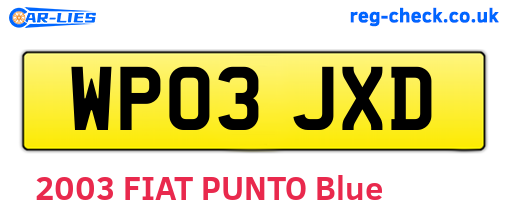 WP03JXD are the vehicle registration plates.