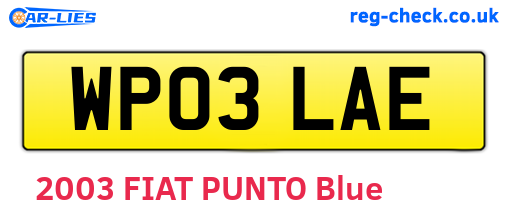 WP03LAE are the vehicle registration plates.
