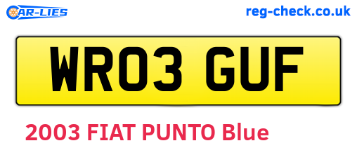 WR03GUF are the vehicle registration plates.