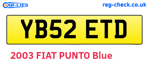 YB52ETD are the vehicle registration plates.