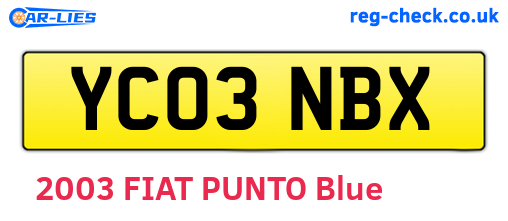 YC03NBX are the vehicle registration plates.