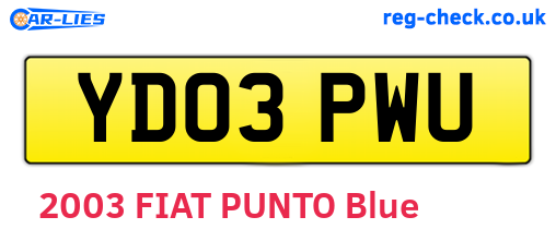 YD03PWU are the vehicle registration plates.
