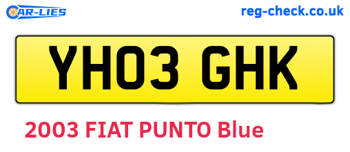 YH03GHK are the vehicle registration plates.