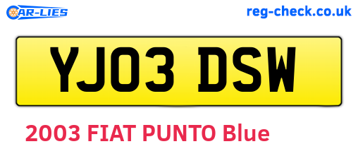 YJ03DSW are the vehicle registration plates.