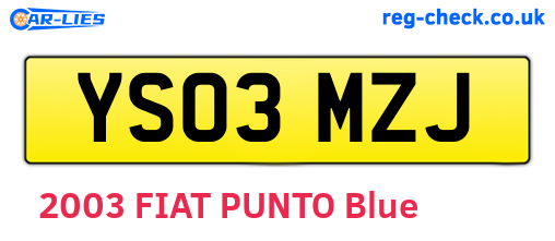 YS03MZJ are the vehicle registration plates.