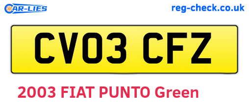 CV03CFZ are the vehicle registration plates.