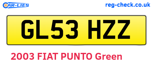 GL53HZZ are the vehicle registration plates.