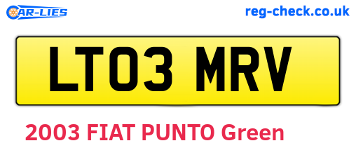 LT03MRV are the vehicle registration plates.