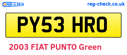 PY53HRO are the vehicle registration plates.