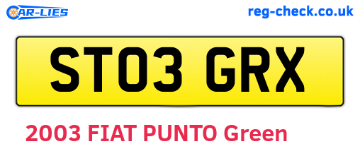 ST03GRX are the vehicle registration plates.