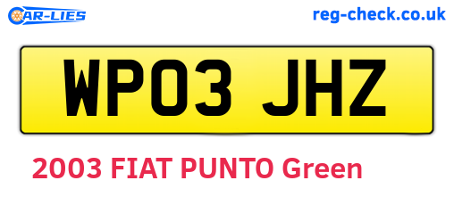 WP03JHZ are the vehicle registration plates.