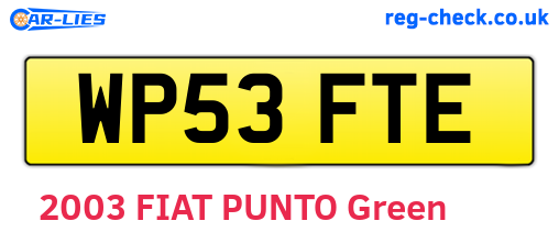WP53FTE are the vehicle registration plates.