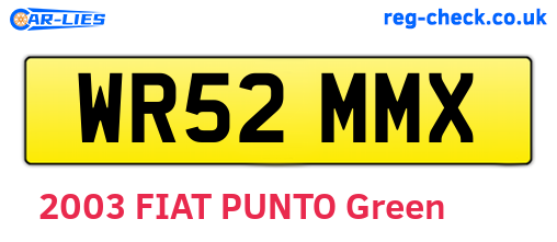 WR52MMX are the vehicle registration plates.