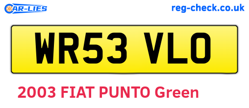 WR53VLO are the vehicle registration plates.
