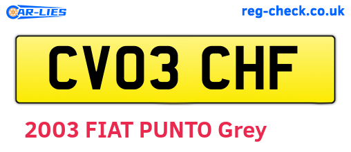 CV03CHF are the vehicle registration plates.