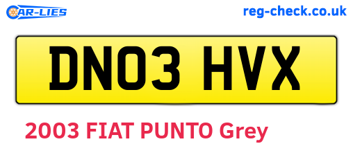 DN03HVX are the vehicle registration plates.